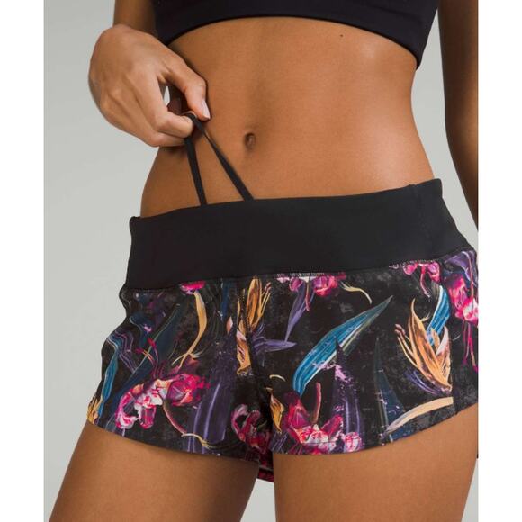 Lululemon Shorts Women 2 Speed Up Low Rise 2.5 Lined Floral Gym Running Athletic - Picture 1 of 13